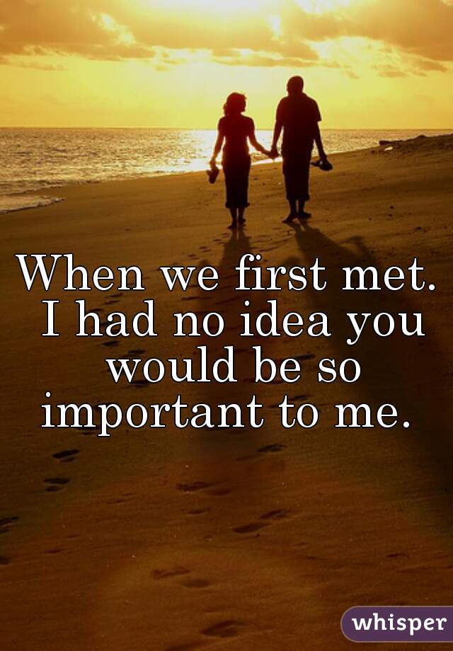When we first met. I had no idea you would be so important to me. 