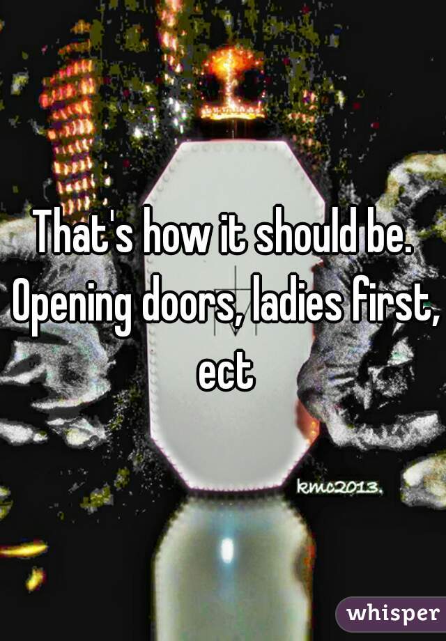 That's how it should be. Opening doors, ladies first, ect