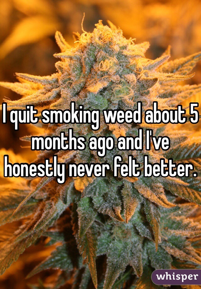 I quit smoking weed about 5 months ago and I've honestly never felt better. 