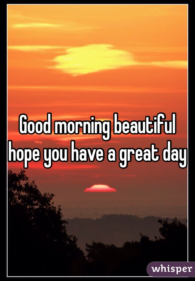 Good morning beautiful hope you have a great day