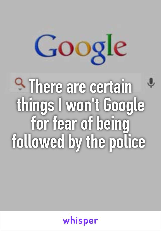 There are certain things I won't Google for fear of being followed by the police 