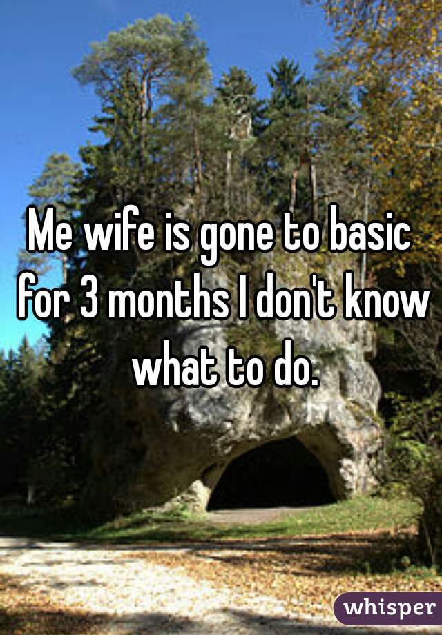 Me wife is gone to basic for 3 months I don't know what to do.