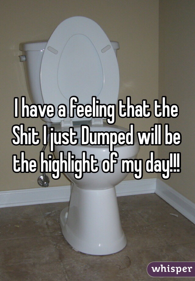 I have a feeling that the Shit I just Dumped will be the highlight of my day!!!