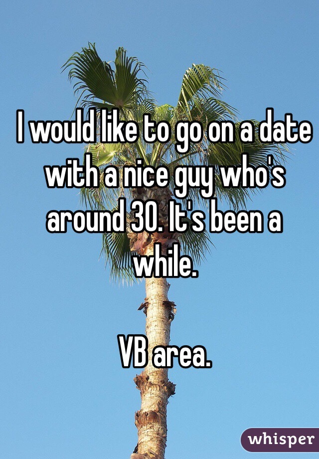 I would like to go on a date with a nice guy who's around 30. It's been a while. 

VB area. 