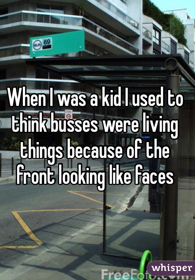 When I was a kid I used to think busses were living things because of the front looking like faces