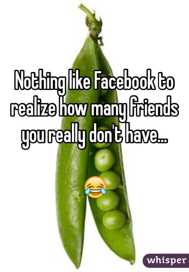 Nothing like Facebook to realize how many friends you really don't have...

😂