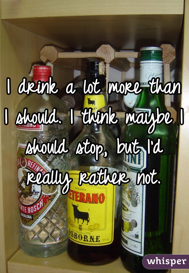 I drink a lot more than I should. I think maybe I should stop, but I'd really rather not.