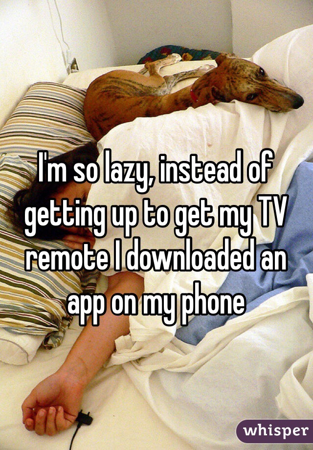 I'm so lazy, instead of getting up to get my TV remote I downloaded an app on my phone 