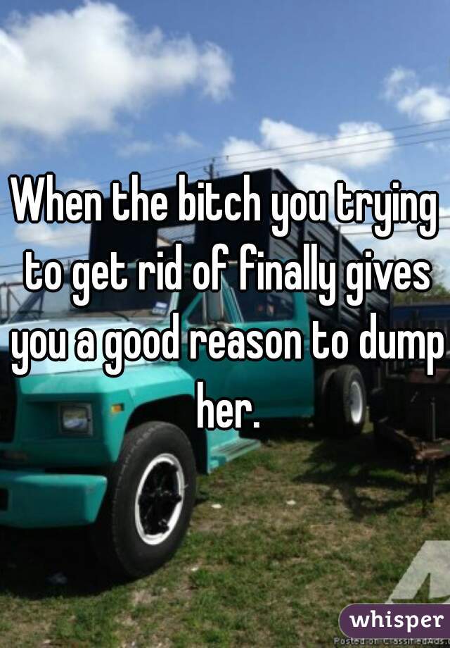 When the bitch you trying to get rid of finally gives you a good reason to dump her.