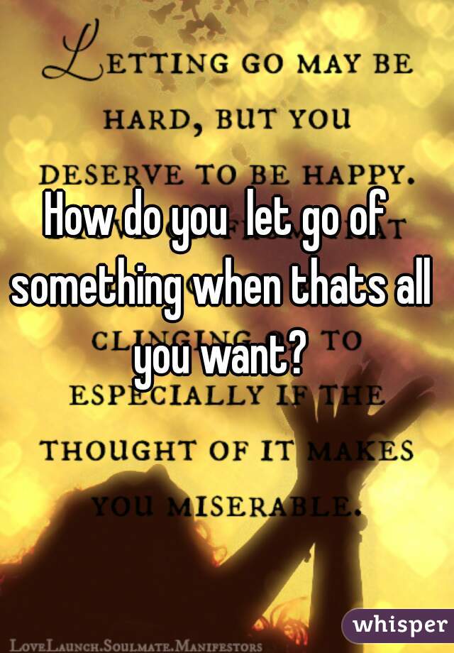 How do you  let go of something when thats all you want?