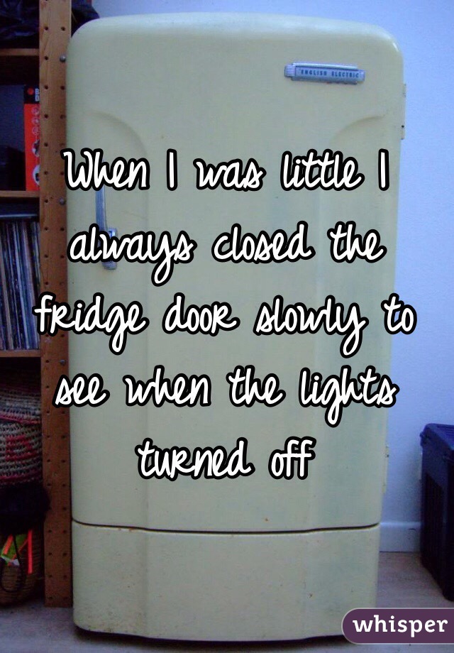 When I was little I always closed the fridge door slowly to see when the lights turned off