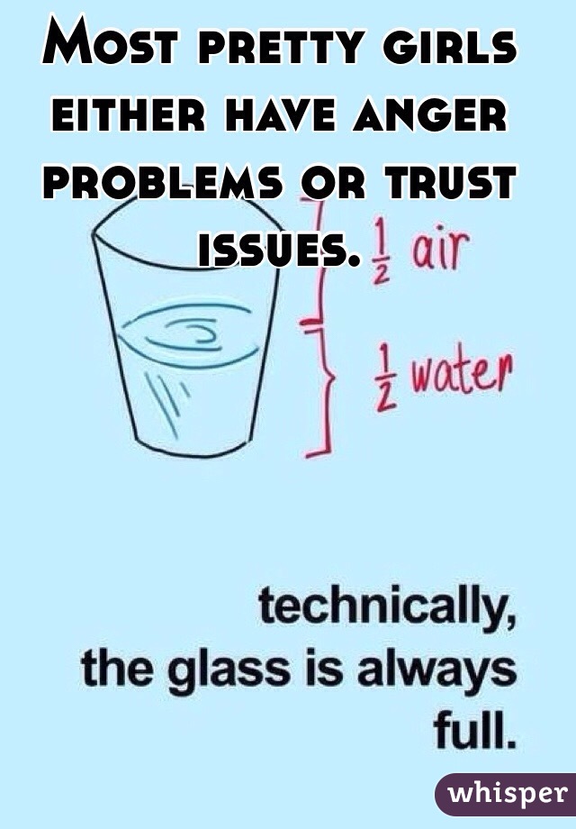 Most pretty girls either have anger problems or trust issues.