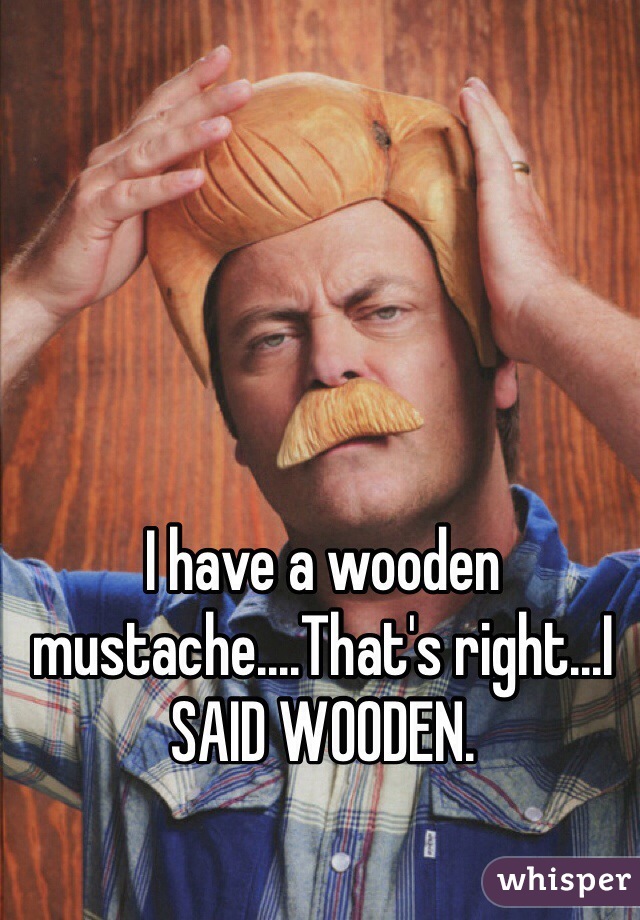 I have a wooden mustache....That's right...I SAID WOODEN.