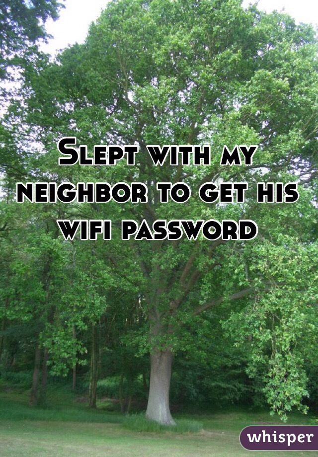 Slept with my neighbor to get his wifi password  