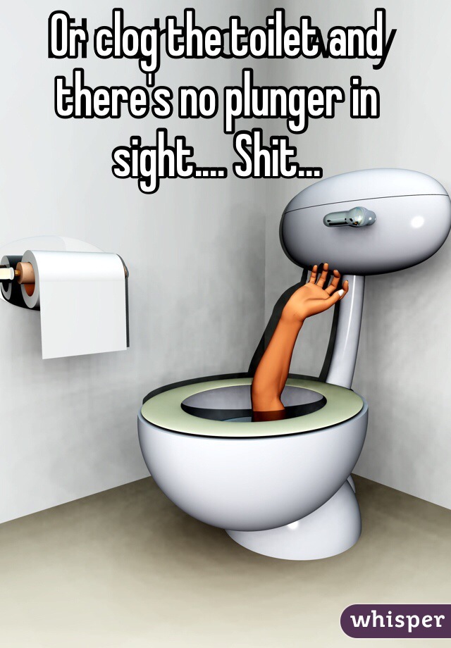 Or clog the toilet and there's no plunger in sight.... Shit...