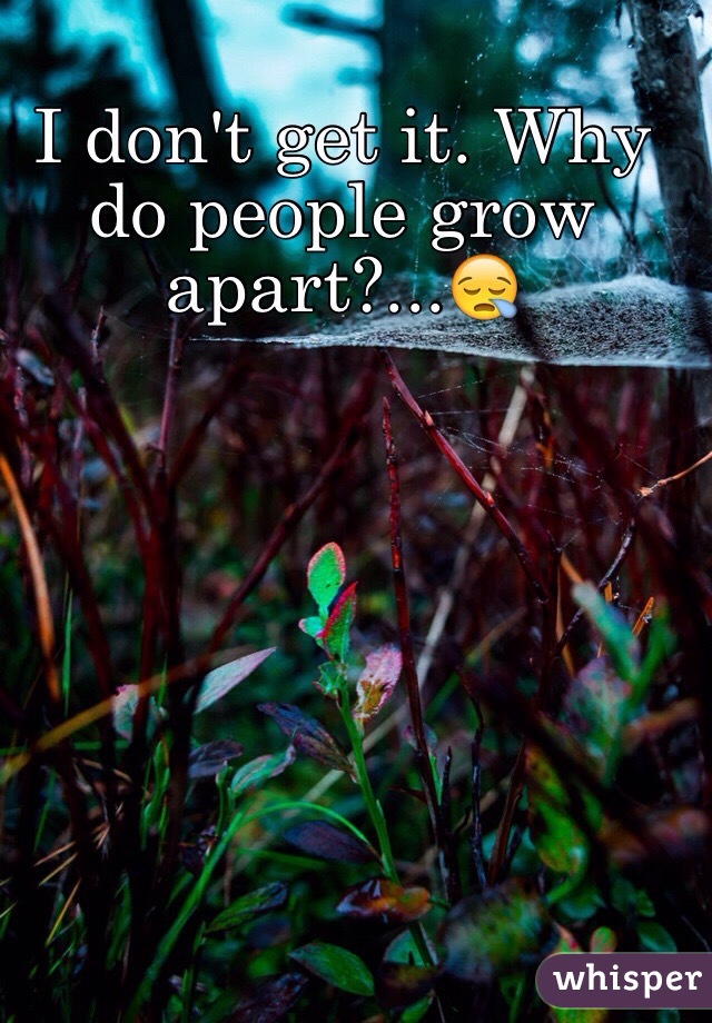 I don't get it. Why do people grow apart?...😪