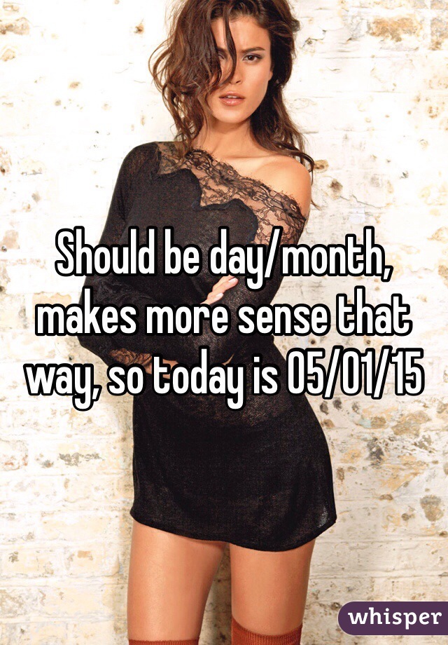 Should be day/month, makes more sense that way, so today is 05/01/15