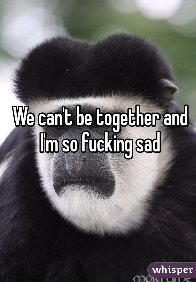 We can't be together and I'm so fucking sad