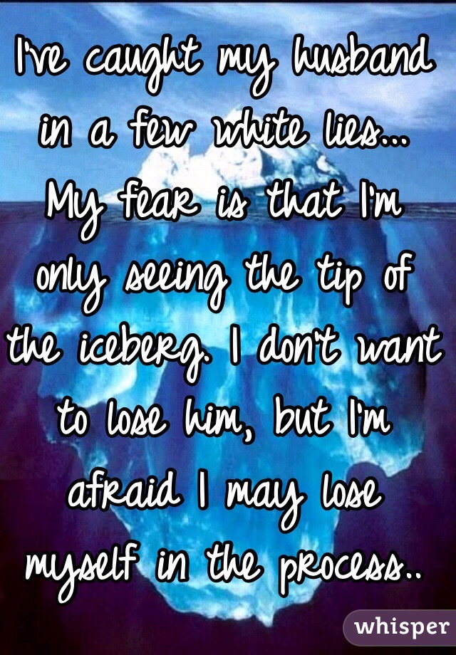 I've caught my husband in a few white lies... My fear is that I'm only seeing the tip of the iceberg. I don't want to lose him, but I'm afraid I may lose myself in the process..