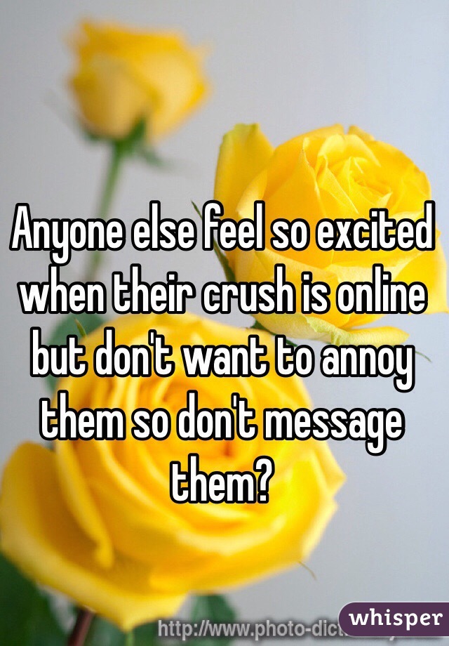 Anyone else feel so excited when their crush is online but don't want to annoy them so don't message them? 