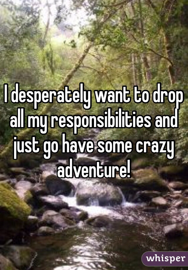 I desperately want to drop all my responsibilities and just go have some crazy adventure!