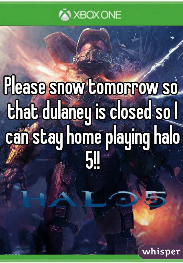 Please snow tomorrow so that dulaney is closed so I can stay home playing halo 5!!