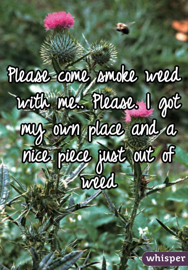 Please come smoke weed with me.. Please. I got my own place and a nice piece just out of weed