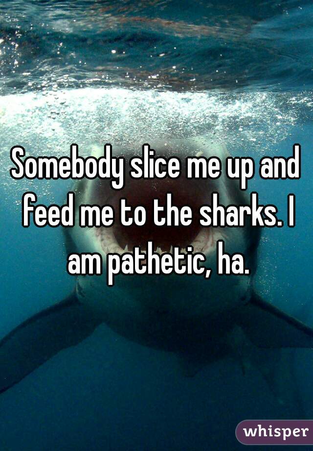 Somebody slice me up and feed me to the sharks. I am pathetic, ha.