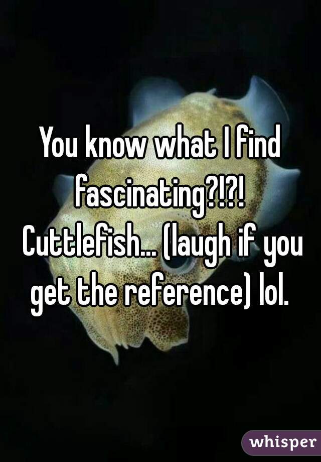 You know what I find fascinating?!?!  Cuttlefish... (laugh if you get the reference) lol. 