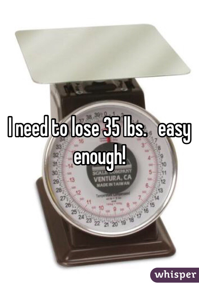 I need to lose 35 lbs.   easy enough! 