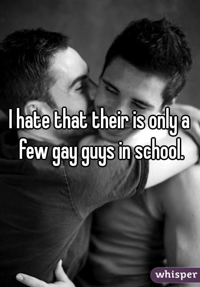 I hate that their is only a few gay guys in school.