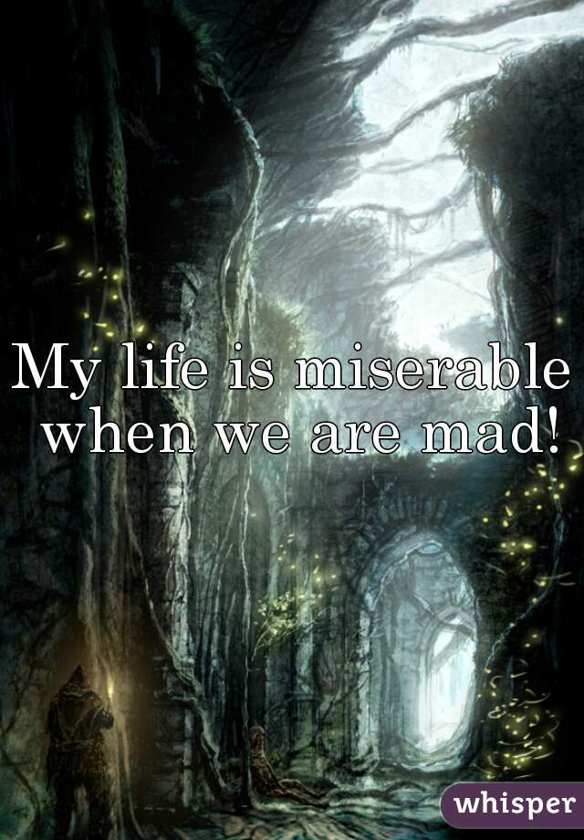 My life is miserable when we are mad!