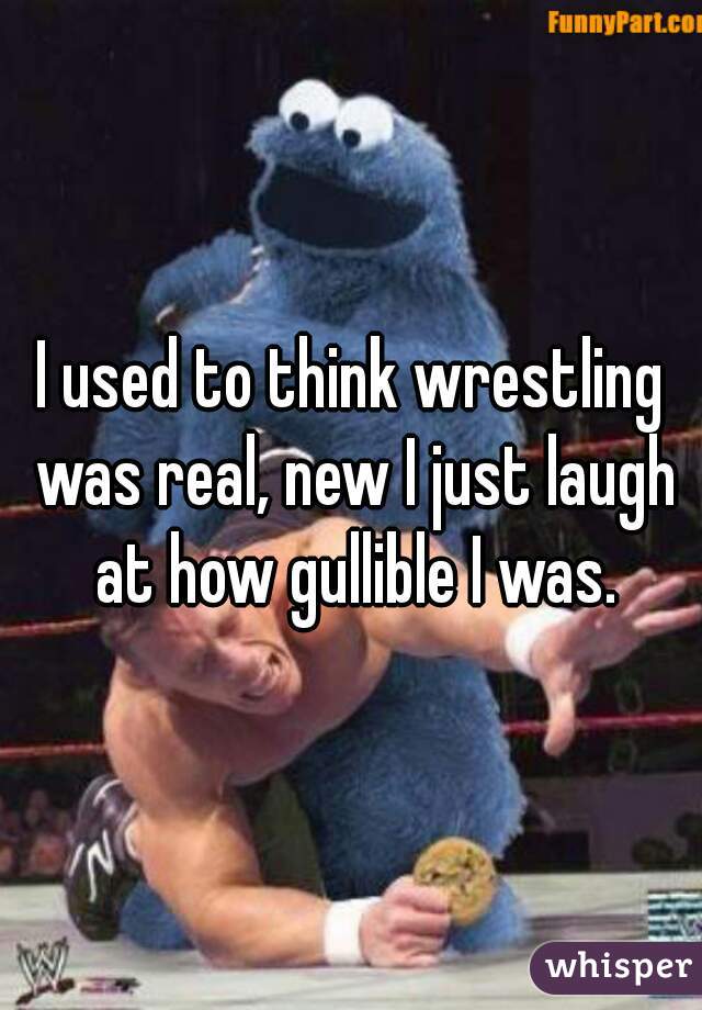 I used to think wrestling was real, new I just laugh at how gullible I was.