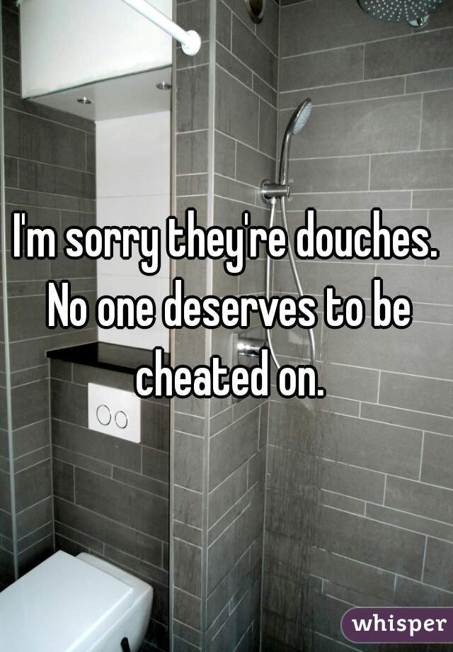 I'm sorry they're douches. No one deserves to be cheated on.