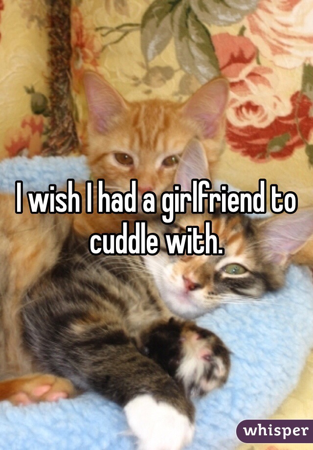 I wish I had a girlfriend to cuddle with. 