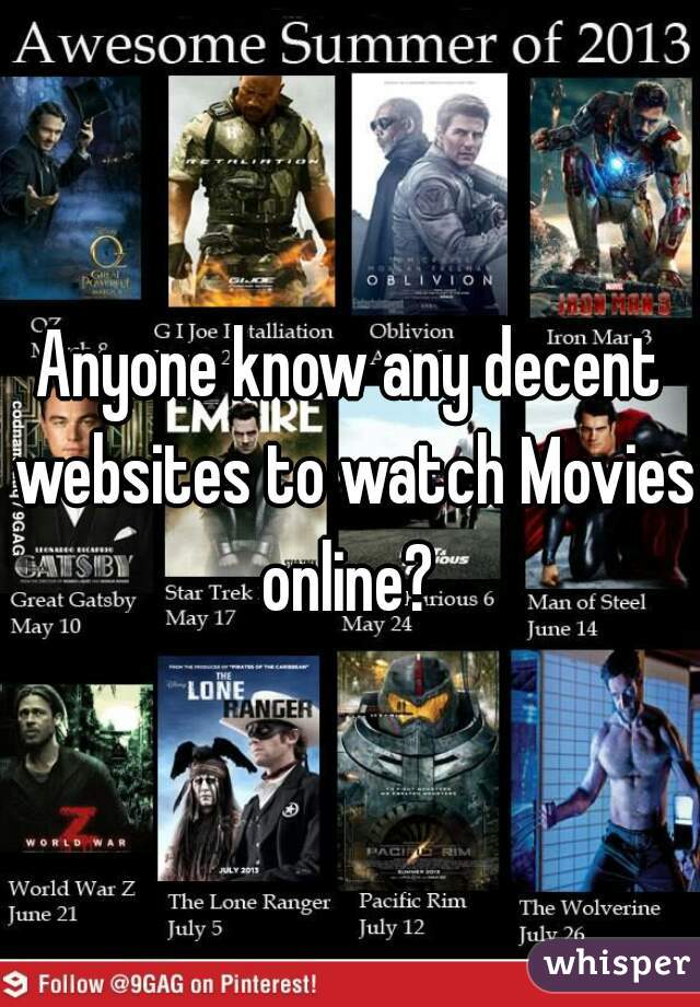 Anyone know any decent websites to watch Movies online? 