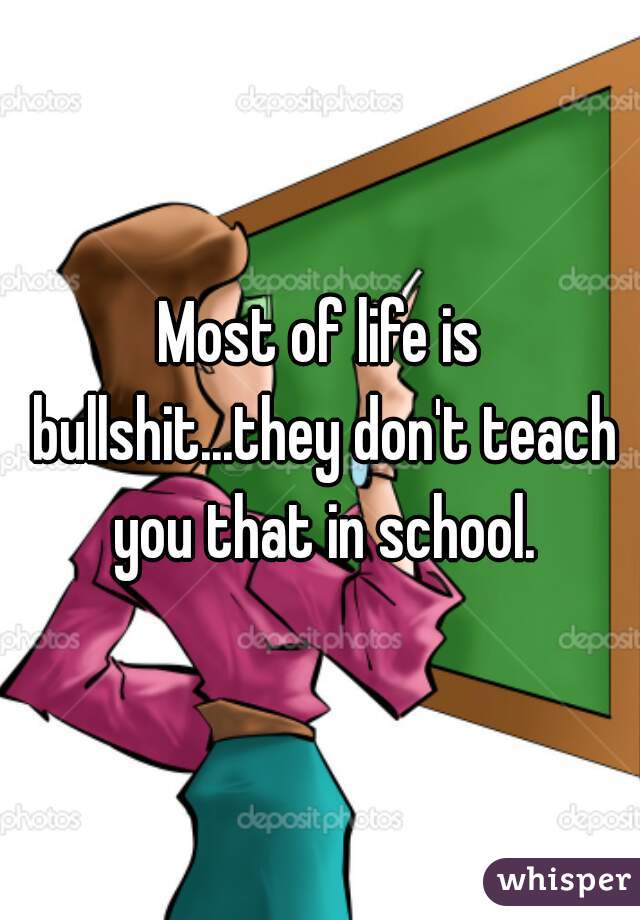 Most of life is bullshit...they don't teach you that in school.