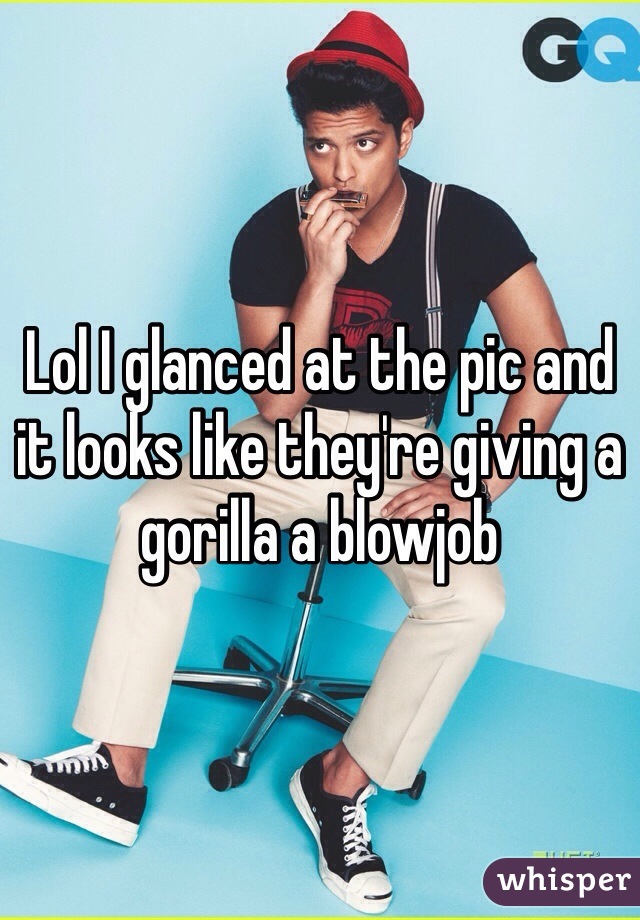 Lol I glanced at the pic and it looks like they're giving a gorilla a blowjob