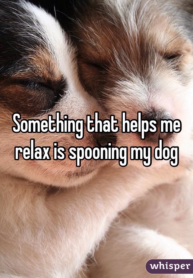 Something that helps me relax is spooning my dog 