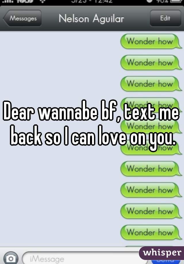 Dear wannabe bf, text me back so I can love on you.