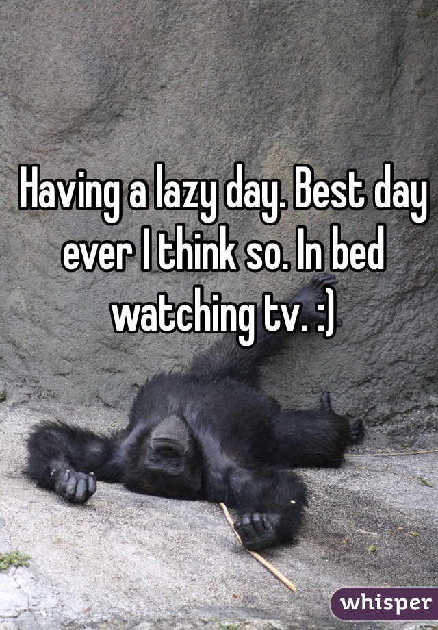 Having a lazy day. Best day ever I think so. In bed watching tv. :) 