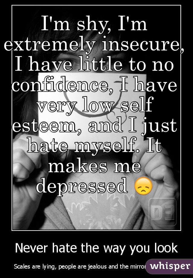 I'm shy, I'm extremely insecure, I have little to no confidence, I have very low self esteem, and I just hate myself. It makes me depressed 😞