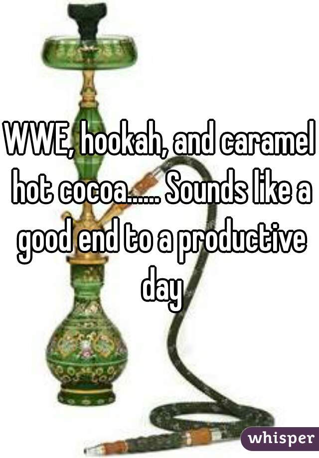 WWE, hookah, and caramel hot cocoa...... Sounds like a good end to a productive day