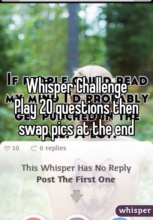 Whisper Challenge
Play 20 questions then swap pics at the end