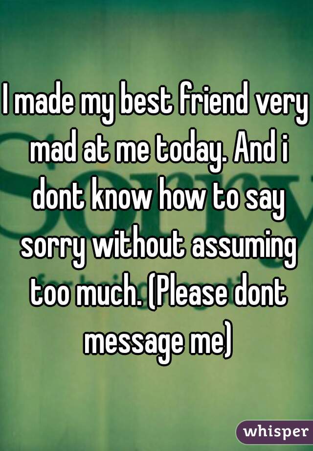 I made my best friend very mad at me today. And i dont know how to say sorry without assuming too much. (Please dont message me)