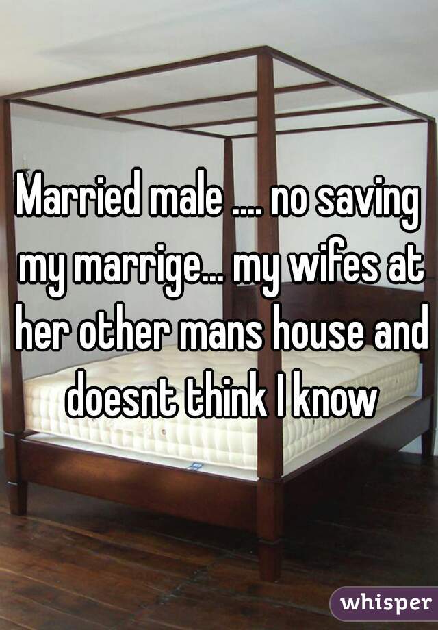 Married male .... no saving my marrige... my wifes at her other mans house and doesnt think I know