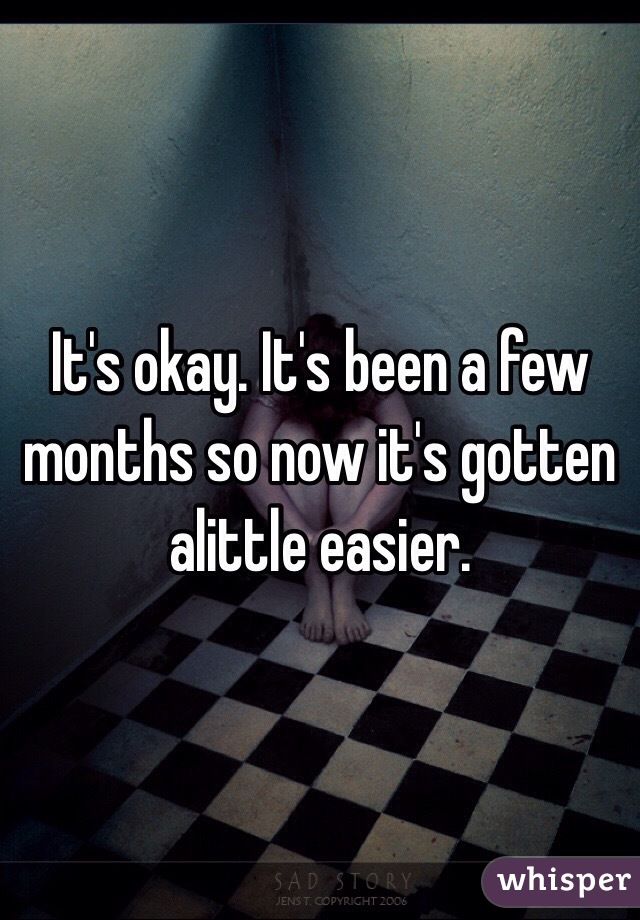 It's okay. It's been a few months so now it's gotten alittle easier. 