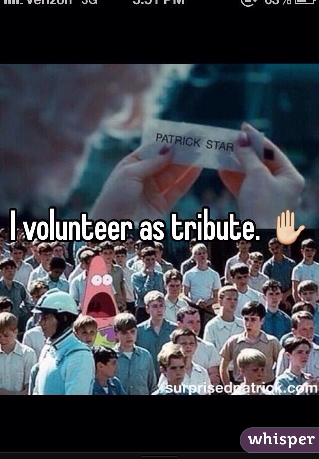 I volunteer as tribute. ✋