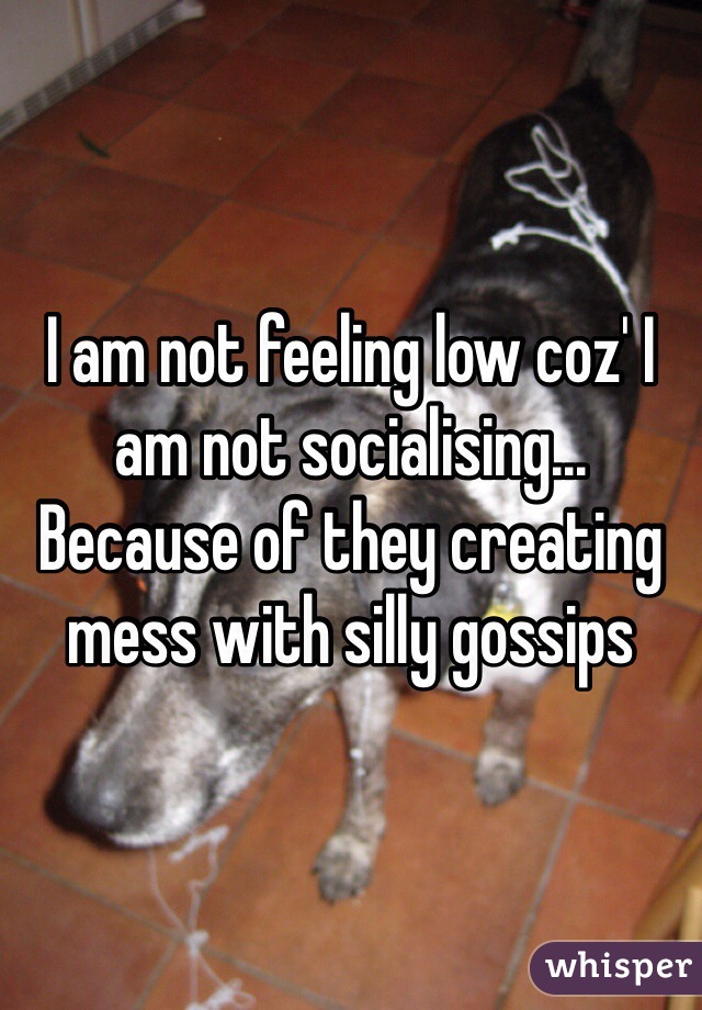 I am not feeling low coz' I am not socialising...
Because of they creating mess with silly gossips