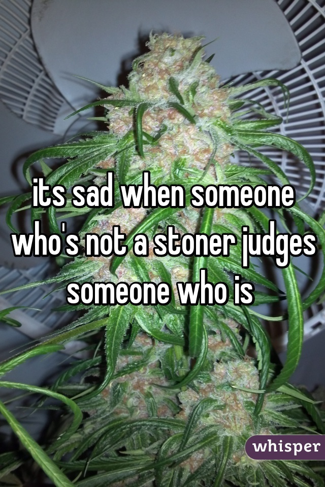 its sad when someone who's not a stoner judges someone who is 